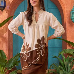 Stylum Women's Brown Solid Cotton A-Line Dress (DRSBROWNBONY)