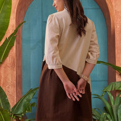 Stylum Women's Brown Solid Cotton A-Line Dress (DRSBROWNBONY)