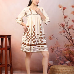 Stylum Women's Printed Rayon Flared dress (DRSBROWNGRACE)