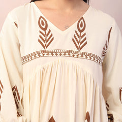 Stylum Women's Printed Rayon Flared dress (DRSBROWNGRACE)