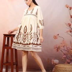 Stylum Women's Printed Rayon Flared dress (DRSBROWNGRACE)