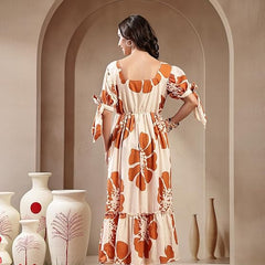 Stylum Women's Brown Floral Printed Rayon Tiered Dress (DRSBROWNSCHON)