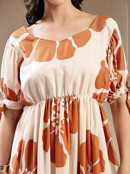 Stylum Women's Brown Floral Printed Rayon Tiered Dress (DRSBROWNSCHON)