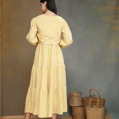 Stylum Women's Butter Solid & Embroidered Rayon Tiered Dress With Jacket (DRSBUTTERFERRARI)