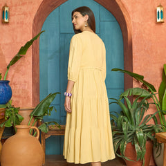 Stylum Women's Butter Solid & Embroidered Rayon Tiered Dress With Jacket (DRSBUTTERFERRARI)