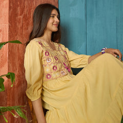 Stylum Women's Butter Solid & Embroidered Rayon Tiered Dress With Jacket (DRSBUTTERFERRARI)