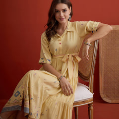 Stylum Women's Butter Solid Cotton Tiered Dress (DRSBUTTERVIVORA)