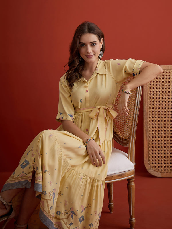 Stylum Women's Butter Solid Cotton Tiered Dress (DRSBUTTERVIVORA)