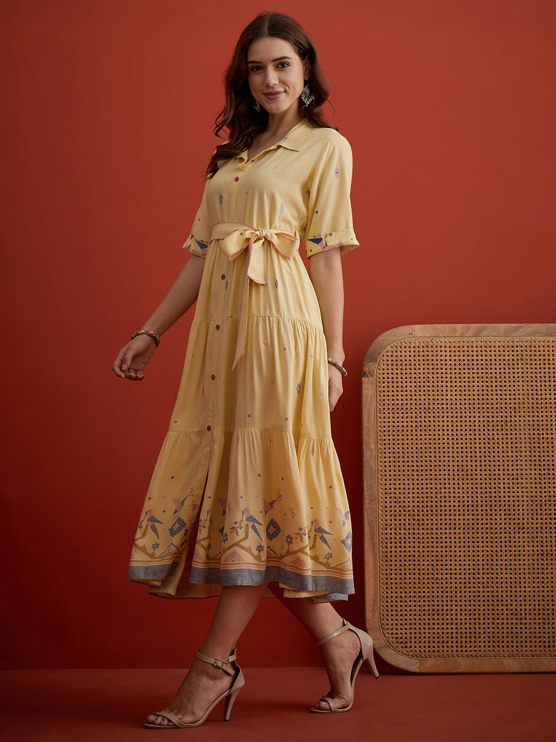 Stylum Women's Butter Solid Cotton Tiered Dress (DRSBUTTERVIVORA)