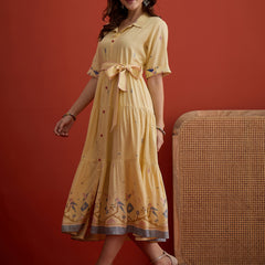Stylum Women's Butter Solid Cotton Tiered Dress (DRSBUTTERVIVORA)