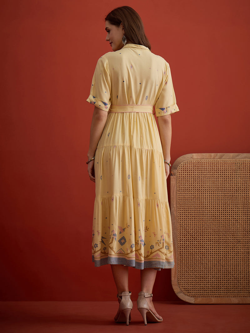 Stylum Women's Butter Solid Cotton Tiered Dress (DRSBUTTERVIVORA)