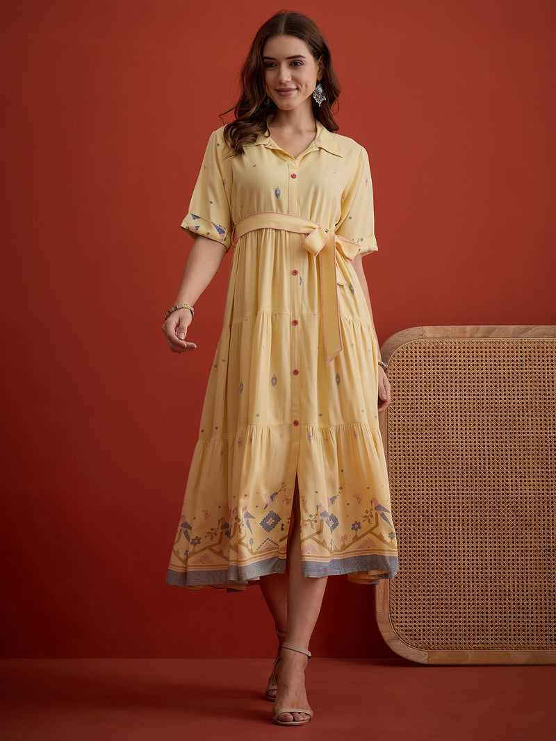 Stylum Women's Butter Solid Cotton Tiered Dress (DRSBUTTERVIVORA)