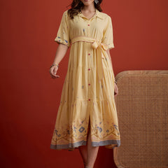 Stylum Women's Butter Solid Cotton Tiered Dress (DRSBUTTERVIVORA)