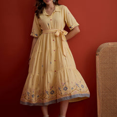 Stylum Women's Butter Solid Cotton Tiered Dress (DRSBUTTERVIVORA)