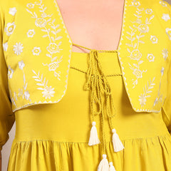 Stylum Women's Plus Size Corn Solid & Embroidered Rayon Tiered Dress with Jacket (DRSCORNKAYPLUS)