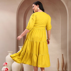 Stylum Women's Plus Size Corn Solid & Embroidered Rayon Tiered Dress with Jacket (DRSCORNKAYPLUS)