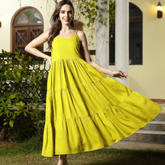 Stylum Women's Corn Solid & Embroidered Rayon Tiered Dress with Jacket (DRSCORNKAY)