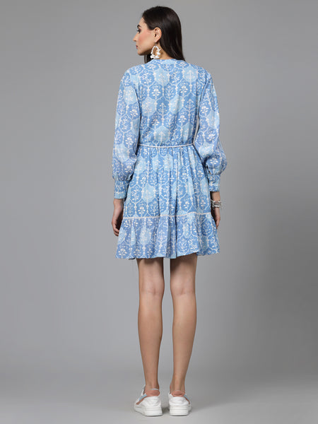 Floral Printed Rayon Tiered Dress