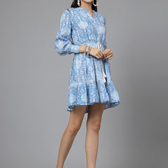 Floral Printed Rayon Tiered Dress