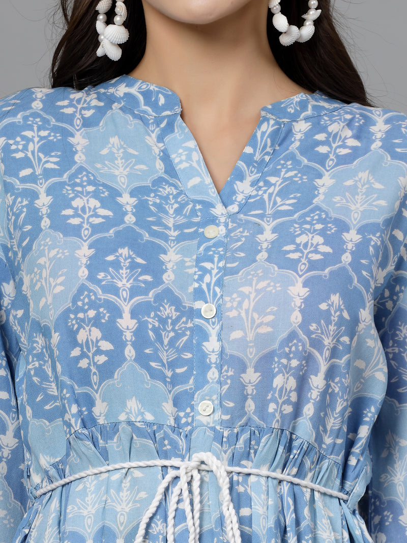 Floral Printed Rayon Tiered Dress