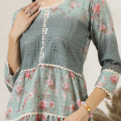 Stylum Women's Green Floral Printed Cotton Flared Dress (DRSGREENCHUNK)