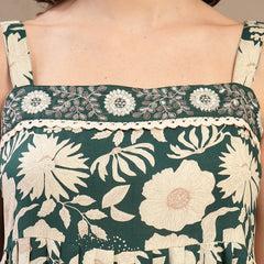 Stylum Women's Green Floral Printed Rayon Empire Dress (DRSGREENFLOW)