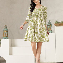 Stylum Women's Green Floral Printed Rayon Flared Dress (DRSGREENGUN)