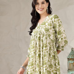 Stylum Women's Green Floral Printed Rayon Flared Dress (DRSGREENGUN)