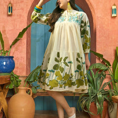 Stylum Women's Green Solid Embroidered Rayon Tiered Dress (DRSGREENKIONA)