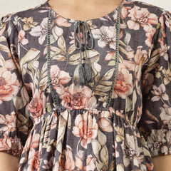 Stylum Women's Dark Green Floral Printed Rayon Flared Dress  (DRSGREENRIVA)