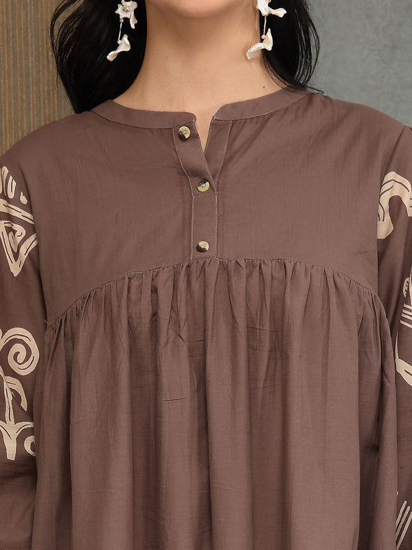 Stylum Women's Grey Boho Printed Cotton Tiered Dress (DRSGREYMAYURI)