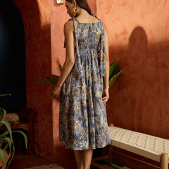 Stylum Women's Grey Floral Printed Crepe Tiered Dress (DRSGREYMURAD)