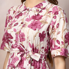 Stylum Women's Floral Printed Cotton Flared Dress (DRSMAGENTAKINNU)