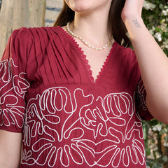 Stylum Women's Maroon Solid Cotton Flared Dress (DRSMAROONYUNA)