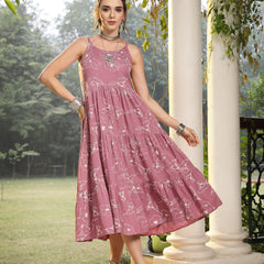 Stylum Women's Mauve Floral Printed Rayon Tiered Dress (DRSMAUVEBOLLY)