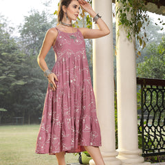 Stylum Women's Mauve Floral Printed Rayon Tiered Dress (DRSMAUVEBOLLY)