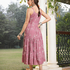 Stylum Women's Mauve Floral Printed Rayon Tiered Dress (DRSMAUVEBOLLY)