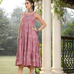 Stylum Women's Mauve Floral Printed Rayon Tiered Dress (DRSMAUVEBOLLY)