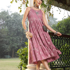 Stylum Women's Mauve Floral Printed Rayon Tiered Dress (DRSMAUVEBOLLY)