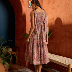 Stylum Women's Mauve Floral Printed Crepe Tiered Dress (DRSMAUVEMURAD)
