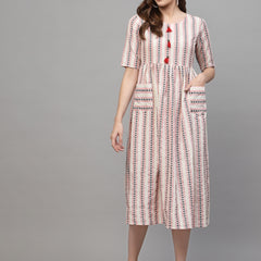 Designed Cotton Blend Ethnic Dress