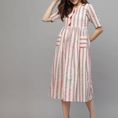 Designed Cotton Blend Ethnic Dress