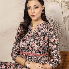 Stylum Women's Black Paisly Printed Rayon A-Line Belted Dress (DRSMULTIMANARA)