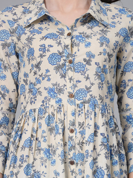 Stylum Women's Floral Printed Cotton Tiered Midi Dress (DRSNEON)