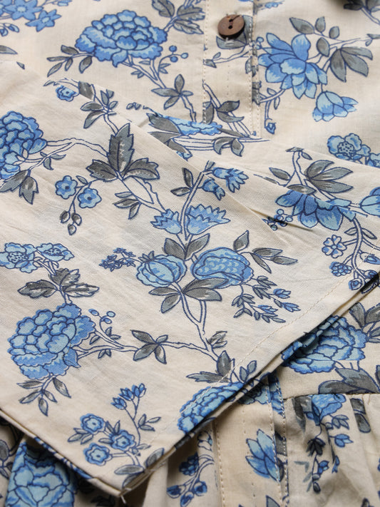 Stylum Women's Floral Printed Cotton Tiered Midi Dress (DRSNEON)