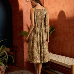 Stylum Women's Peach Floral Printed Crepe Tiered Dress (DRSPEACHMURAD)
