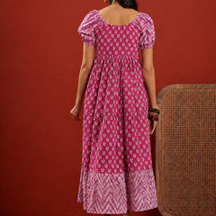 Stylum Women's Pink Ethnic Motif Printed Cotton Empire Dress (DRSPINKANAR)