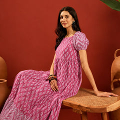 Stylum Women's Pink Ethnic Motif Printed Cotton Empire Dress (DRSPINKANAR)