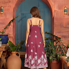 Stylum Women's Pink Tropical Digital Printed Crepe Tiered Dress (DRSPINKBAJAJ)