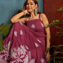 Stylum Women's Pink Tropical Digital Printed Crepe Tiered Dress (DRSPINKBAJAJ)